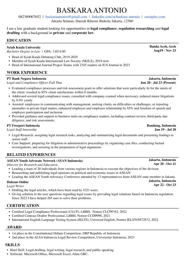 contoh format cv ats score tinggi
