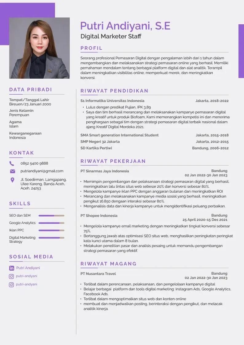 Contoh CV 2 - Dibuat Menggunakan SuratPlus
