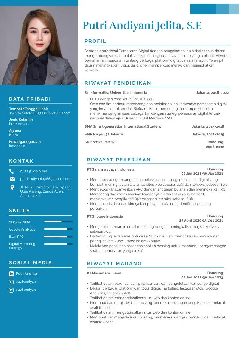 Contoh CV 3 - Dibuat Menggunakan SuratPlus